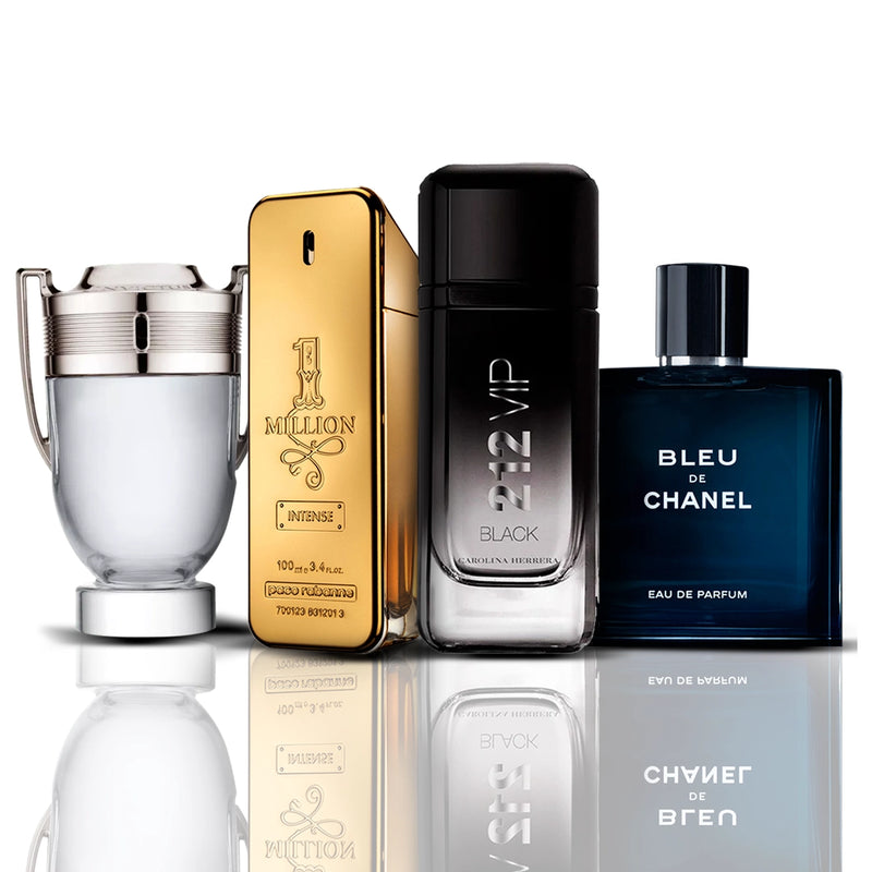 Combo 4 Perfumes - Invictus + One Million + 212 VIP Black + Bleu de Chanel 100ML