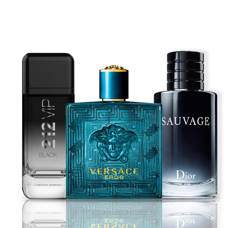 Combo 3 Perfumes - 212 VIP Black + Versace Eros + Sauvage Dior 100ML