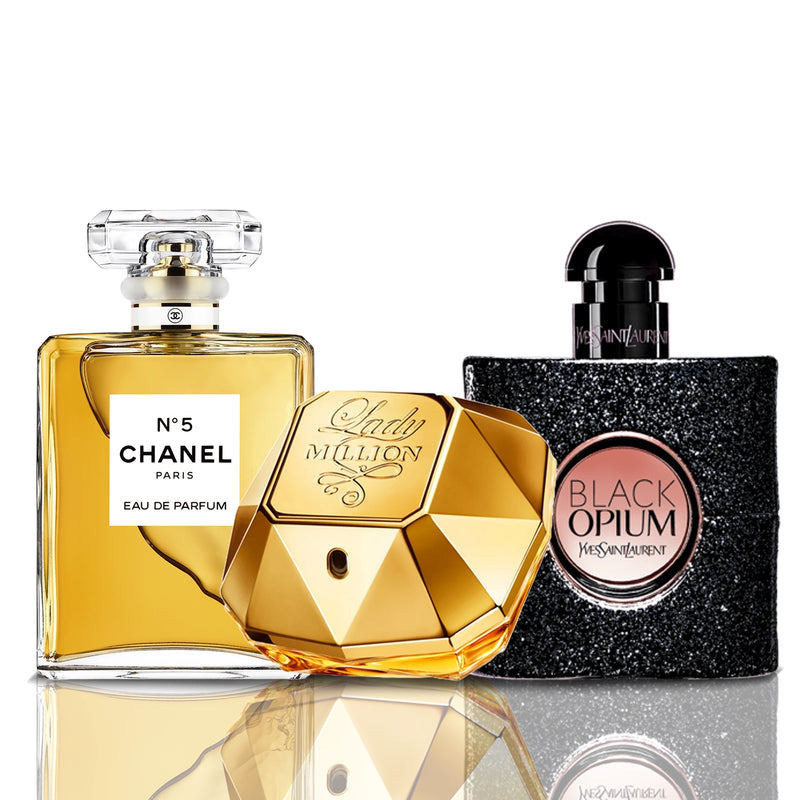 Combo 3 Perfumes - Chanel N°5 + Lady Million + Black Opium 100ML