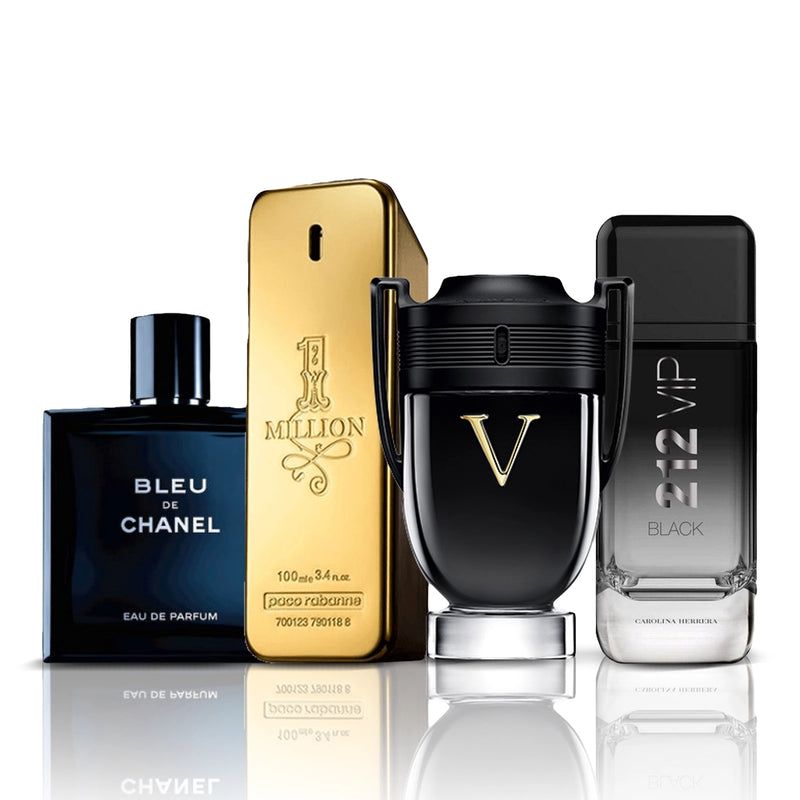 Combo 4 Perfumes - Bleu de Chanel + One Million + Invictus Victory + 212 VIP Black 100ML